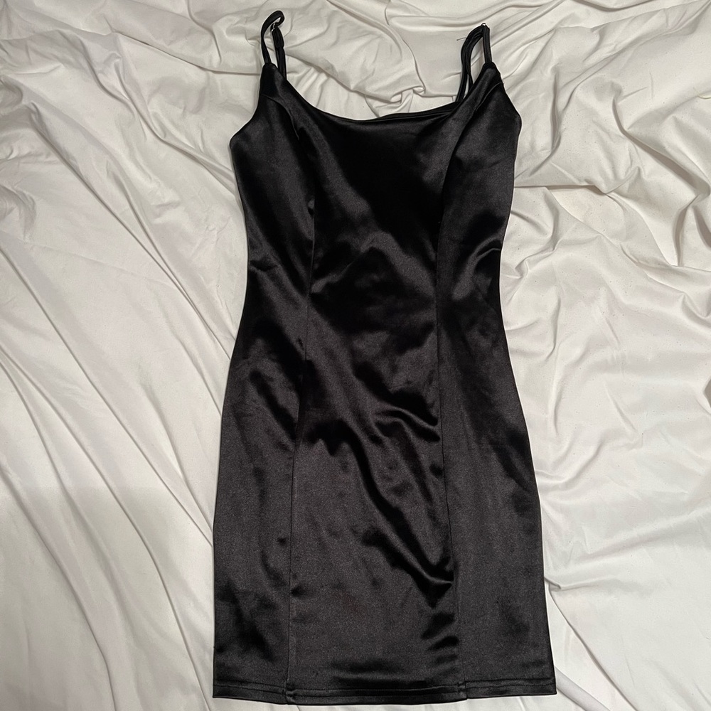 Black Satin Mini Dress